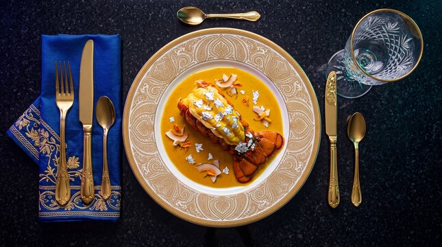 Gourmet Lobster Tail Dish Served on Elegant Table