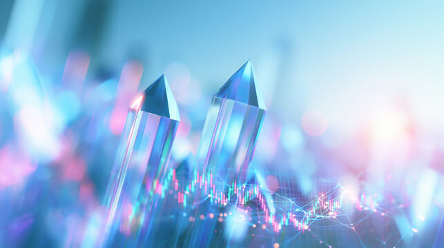 Financial Market Growth and Crystal Stock Chart Concept