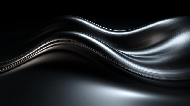 Abstract Metallic Wave Background with Sleek Chrome Curves