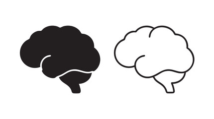 Obraz premium human brain silhouette icons, black and white design elements for conceptual illustration