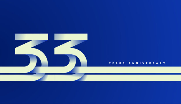 Modern Bold Line Folded Number 33th, 33th Happy Anniversary with Simplicity, Geometric and Minimalist.