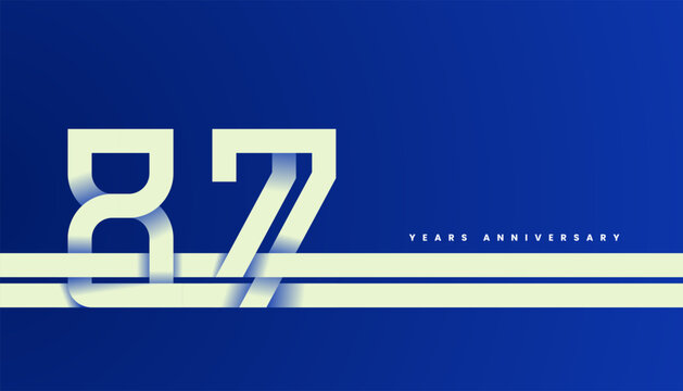 Modern Bold Line Folded Number 87th, 87th Happy Anniversary with Simplicity, Geometric and Minimalist.