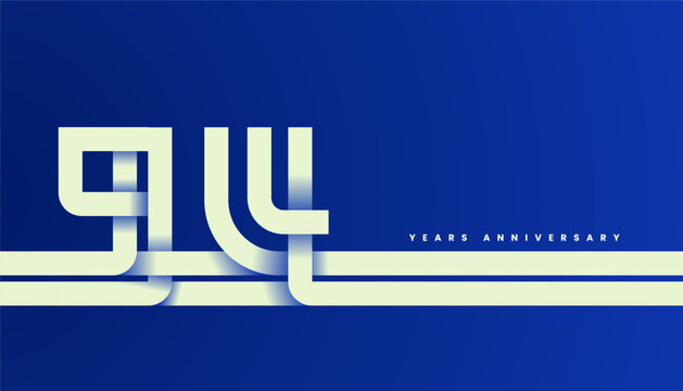 Modern Bold Line Folded Number 94th, 94th Happy Anniversary with Simplicity, Geometric and Minimalist.