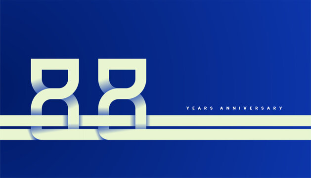 Modern Bold Line Folded Number 88th, 88th Happy Anniversary with Simplicity, Geometric and Minimalist.