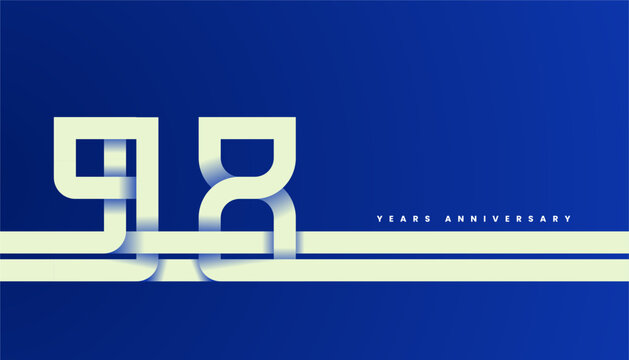 Modern Bold Line Folded Number 98th, 98th Happy Anniversary with Simplicity, Geometric and Minimalist.