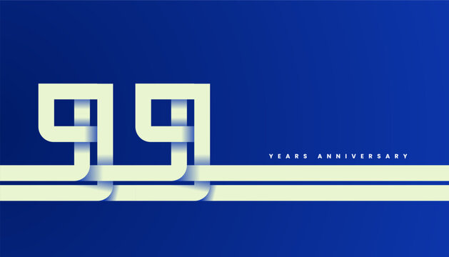 Modern Bold Line Folded Number 99th, 99th Happy Anniversary with Simplicity, Geometric and Minimalist.
