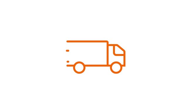 Minimalist Delivery Truck Icon Animation on White Background