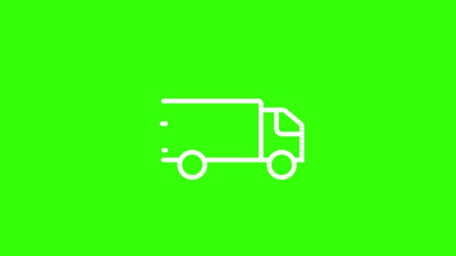 Minimalist Delivery Truck Icon Animation on Green Background