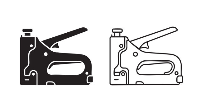 staple gun icon set with detailed outline. industrial tool illustration for construction