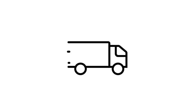 Minimalist Delivery Truck Icon Animation on White Background