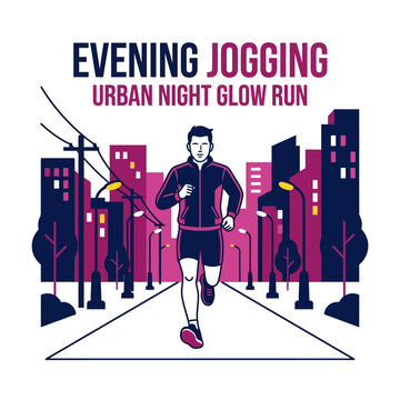 Energetic Evening Jogging Urban Night Glow Run