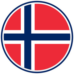 Fototapeta premium Norway Flag Circle Badge Icon Transparent