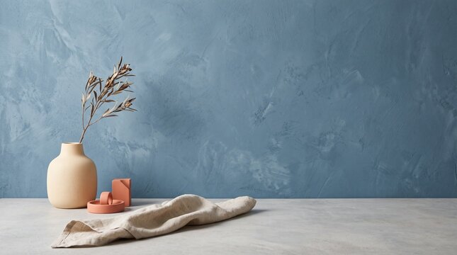 Chalky Blue Limewash Wall