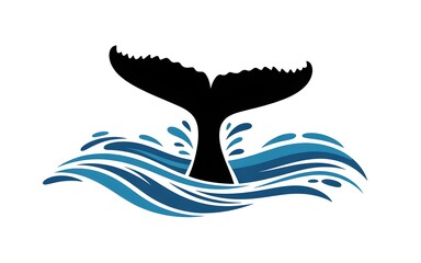 Naklejka premium vector illustration of an whale with water drops