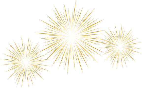 Golden starburst vector elements, sparkling sunburst light rays, elegant gold firework explosions for luxury celebration designs