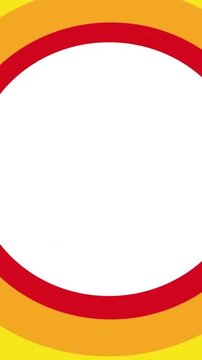 Animation of rainbow heart in red and white circle and colourful balloons on rainbow background