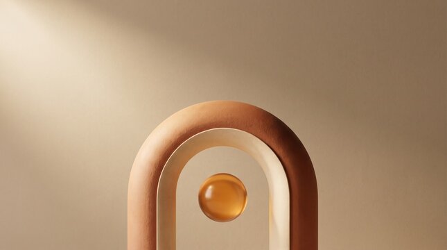 Ceramic Archway Framing Amber Orb