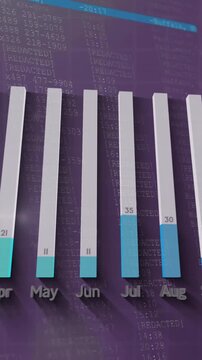 Animation of financial data processing on purple background