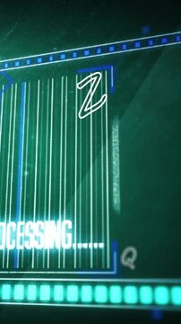 Animation of deleting files text and digital data processing over green background