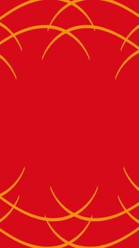 Animation of christmas baubles decorations over pattern on red background