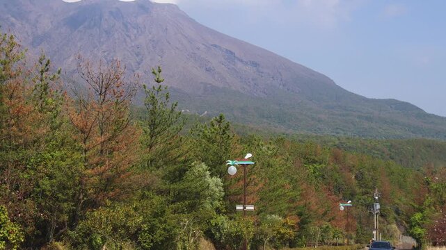 Sakurajima Volcano Island landscape, Japan, Kagoshima prefecture, Kyushu island region, island volcano and bay, Yunohira Observation Deck, ferry trip from Kagoshima, Kirishima-Kinkowan National Park 
