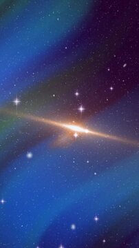 Animation of colourful shapes over space with stars