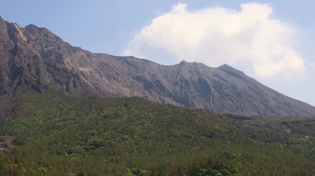 Sakurajima Volcano Island landscape, Japan, Kagoshima prefecture, Kyushu island region, island volcano and bay, Yunohira Observation Deck, ferry trip from Kagoshima, Kirishima-Kinkowan National Park 