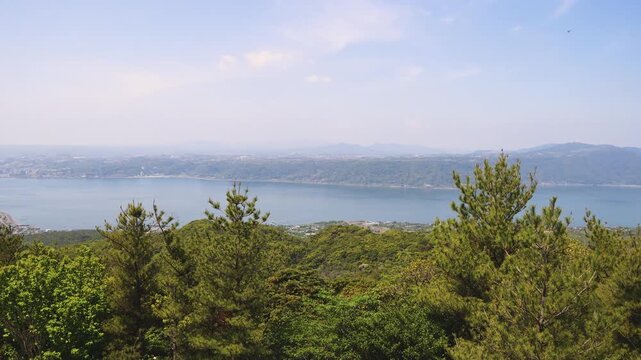 Sakurajima Volcano Island landscape, Japan, Kagoshima prefecture, Kyushu island region, island volcano and bay, Yunohira Observation Deck, ferry trip from Kagoshima, Kirishima-Kinkowan National Park 