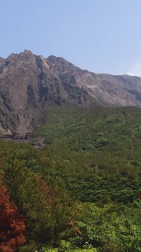 Sakurajima Volcano Island landscape, Japan, Kagoshima prefecture, Kyushu island region, island volcano and bay, Yunohira Observation Deck, ferry trip from Kagoshima, Kirishima-Kinkowan National Park 