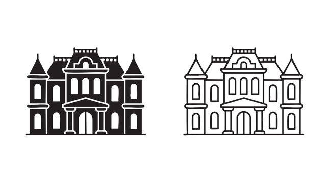 palatial estate vector icon silhouette with outline art silhouette with outline art silhouette with outline art vector icon