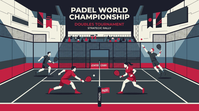 Dynamic Padel Tennis Championship Action Illustration Compelling For Sports Events