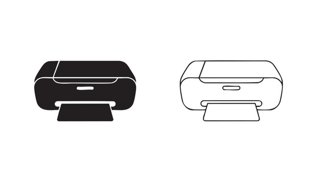 photo printer vector icon with outline art silhouette, a modern design for technology silhouette with outline art vector icon