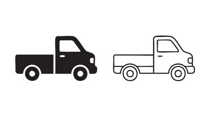 Fototapeta premium pickup truck silhouette with outline art vector icon design featuring vehicle, minimalist