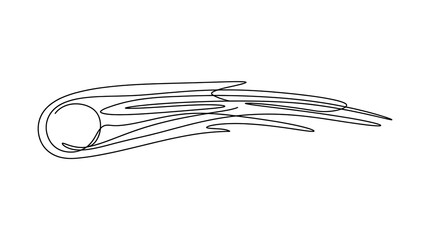 Continuous Line Drawing of a Flying Comet or Shooting Star with Tail © Akhsan