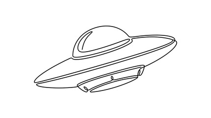 Continuous Line Drawing of a UFO Flying Saucer Minimalist Art © Akhsan