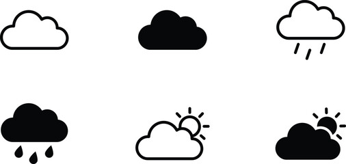 Obraz premium Weather cloud icons with rain lightning and sunshine