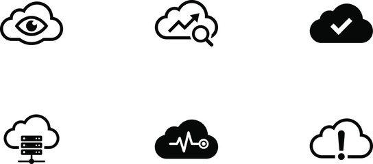 Fototapeta premium Cloud technology icons for monitoring analytics and alerts