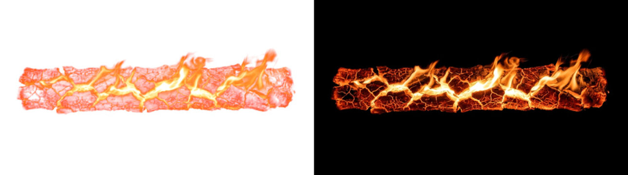 Linear Ember Strip Splitting Coal Bed Line Fire Effect Cutout Transparent