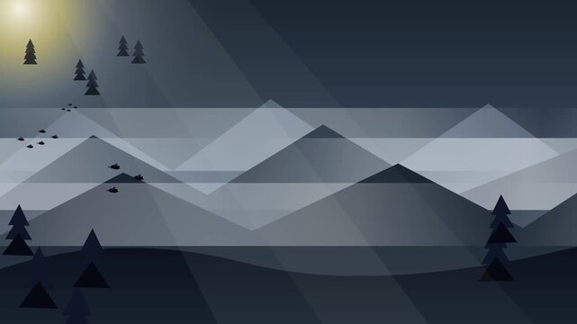 Geometric Mountains Landscape Abstract Motion Graphic