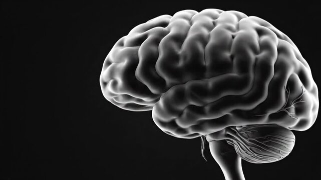 Threedimensional medical animation of a human brain on a black background.