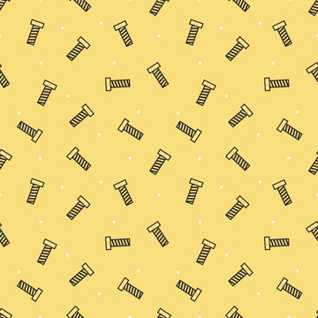 Yellow Bolt and Screw Seamless Pattern on Yellow Background