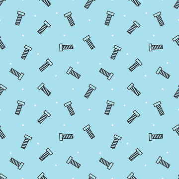 Light Blue Bolt and Screw Seamless Pattern on Pastel Blue Background