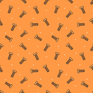 Orange Bolt and Screw Seamless Pattern on Orange Background
