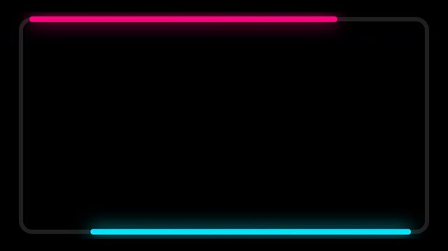 Neon border tracing rectangular frame in minimalist synthwave style for social media marketing