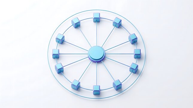 Clock and Bicycle Wheel Icon on White Background Representing Time, Business, Communication, Network Connection, Technology, and Circular Design Concept.