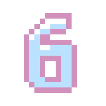 Retro Pixel Art Bottle Icon In Pastel Blue And Pink Colors