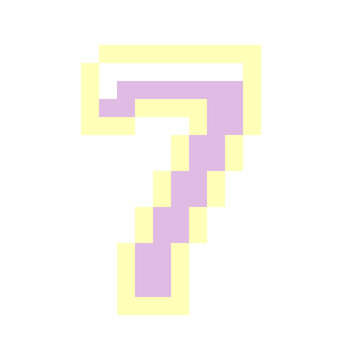Retro Pixel Art Style Number Seven Icon in Pastel Colors