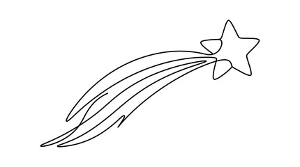 Minimalist Single Line Drawing of a Shooting Star with a Long Tail © Akhsan