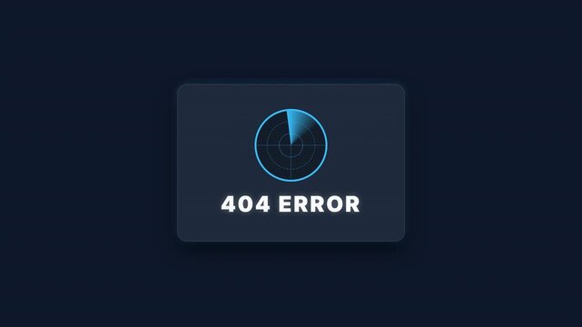 404 error radar scanner rotating on dark blue background for web maintenance marketing