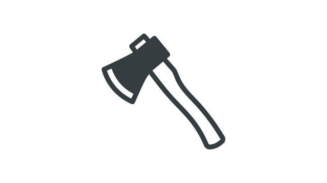 Minimalist woodcutting axe icon for carpentry and forestry design projects